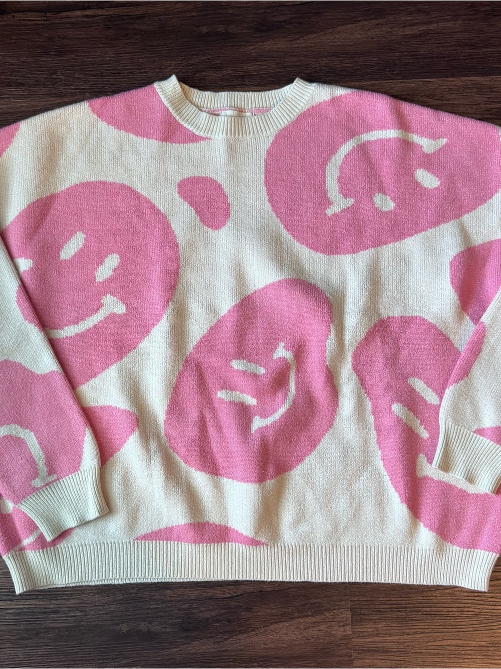 Altar'D State Sweater Smile Oversized Pink Size Medium Happy Cozy Fun Cute
